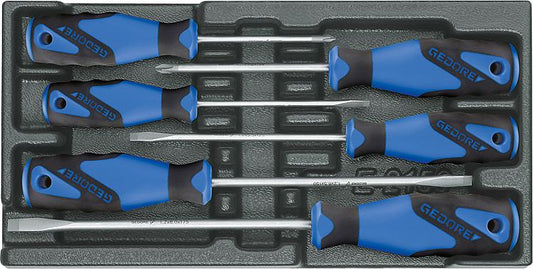 Schraubendrehersatz GEDORE 6-teilig in ABS-Kunststoff Modul Schlitz/Phillips