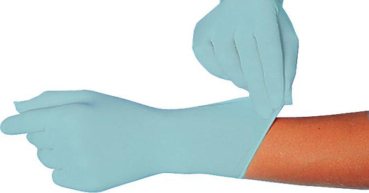 Latex-Handschuh gepudert ,,SKIN blue'''' blau, Größe M / VPE 100 St.