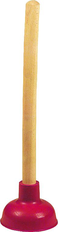 Gummi-Ausgussreiniger kpl. m. Holzstiel, rot, klein, 115 mm Art. Nr. 3101