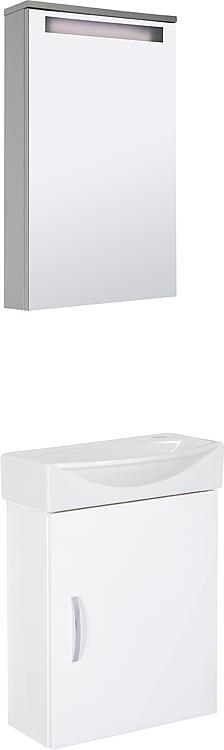 Gastebad-Set Mini 42 mit Spiegelschrankweiß Hgl./Grau 420 x 600 x 295 mm