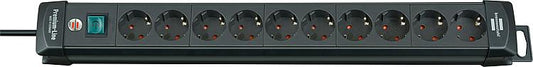 10-fach Schutzkontakt-Steckdose schwarz, mit Schalter Typ1951100100