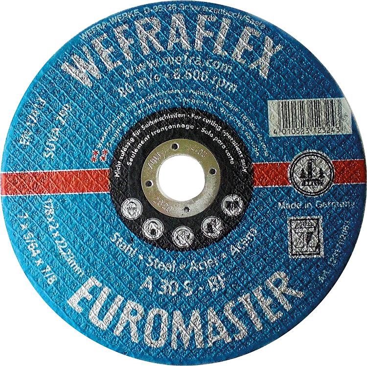 Trennscheibe Euromaster blau gerade fürStahl 178 x 3 x 22 mm