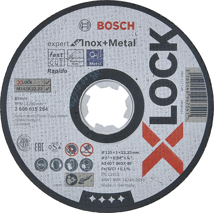 Trennscheibe BOSCH für Stahl und Edelstahl mit X - Lock Aufnahme 125 x 1,0 mm